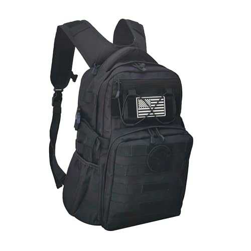 Military Tactical Backpack for Men Army 1 Day Assault Pack Molle Bag Bug Out Bag 25L Black - color: Black, size: 25L