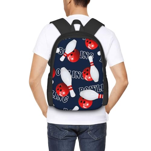 Bowling Backpack Laptop Travel Bag Adjustable Backpack Print Daypack for Men Women 16.5 In - color: Style 2
