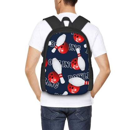 Bowling Backpack Laptop Travel Bag Adjustable Backpack Print Daypack for Men Women 16.5 In - color: Style 2