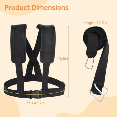 Sled Harness for Exercise, Football Running Resistance Training Rope Kit, Tire Pulling Harness Workout Assistance Equipment with Adjustable Padded Shoulder Strap