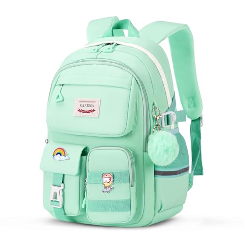 MUSEVOS Girls Backpack for School, Teenage Multiple Pockets Backpack, Bookbag for Primary Elementary High School - color: Green