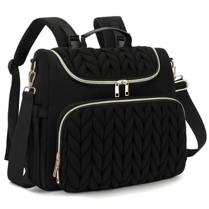 Small Diaper Bag Backpack Quilted Mini Baby Crossbody Diaper Bag Tote for Mom and Baby Girls Boys (Black) - color: Black