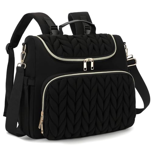 Small Diaper Bag Backpack Quilted Mini Baby Crossbody Diaper Bag Tote for Mom and Baby Girls Boys (Black) - color: Black