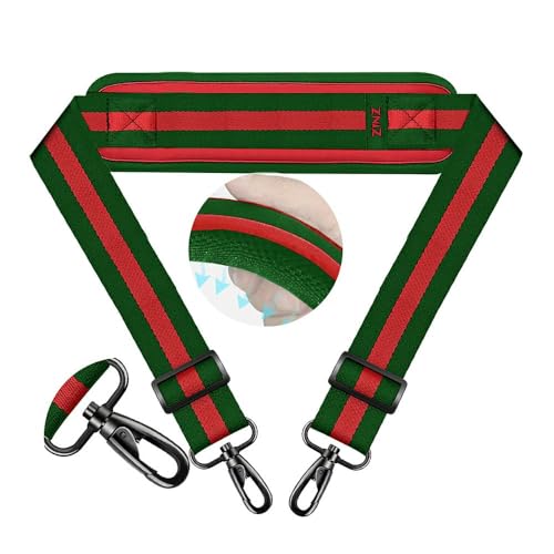 ZINZ 74" Shoulder Strap with Fixed Pad and Dual Balanced Buckles，Green-Red-Green Stripe - color: Green-red-green Stripe