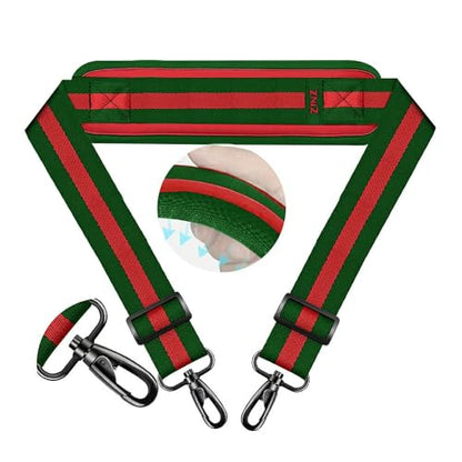 ZINZ 74" Shoulder Strap with Fixed Pad and Dual Balanced Buckles，Green-Red-Green Stripe - color: Green-red-green Stripe