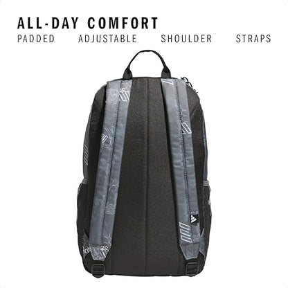 adidas Classic 3-Stripe Backpack for Laptop, School and Travel, 28L - color: Tech Aop Grey Four/Black/5.0