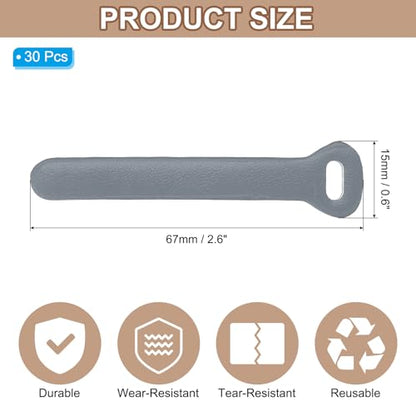 PATIKIL 30Pcs Leather Zipper Pull, 2.6" Replacement Zipper Puller Extender Backpack Luggage Sliders for Handbags Suitcases Bags Wallets Jackets Coats Pull Tabs, Gray - color: Gray