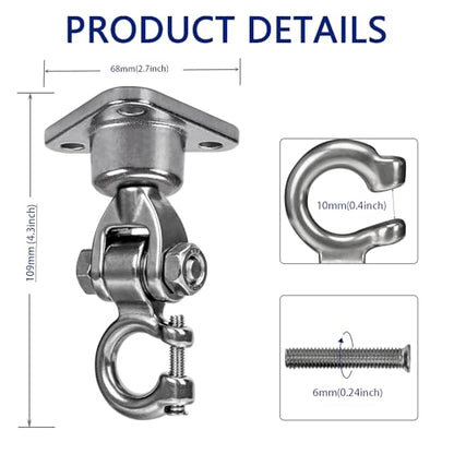 Heavy Duty Stainless Steel Swing Hanger with 360°+180°Rotation 1500LB Capacity,Triangular Fixation for Playground Hammock Chair,sandbag Porch Swing - style: 3-holes