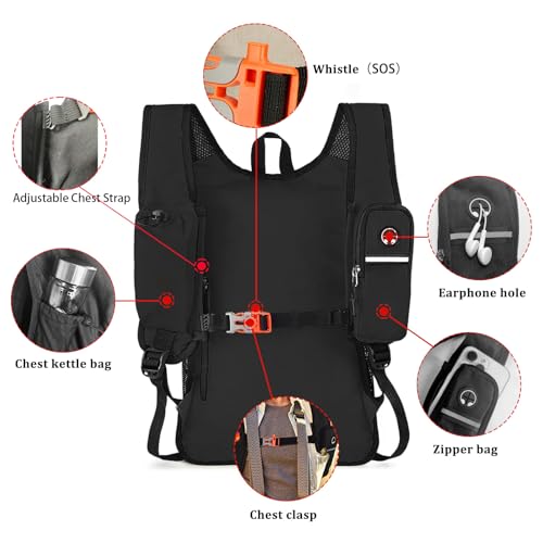 15L Small Hiking Backpack Foldable Ultralight Trekking Camping Outdoors Backpack for Women Men (black) - color: Black