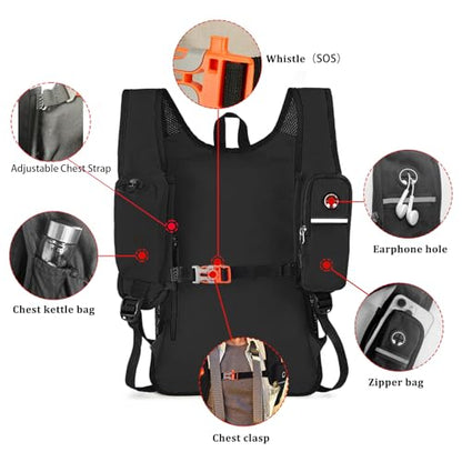15L Small Hiking Backpack Foldable Ultralight Trekking Camping Outdoors Backpack for Women Men (black) - color: Black