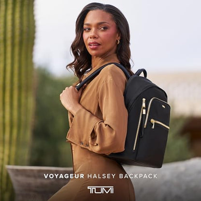 TUMI - Voyageur Halsey Backpack - Travel Backpack - For Business, Fashion, Commute - Holds Up to 14" Screens - Black & Gold - color: Black & Gold Hardware