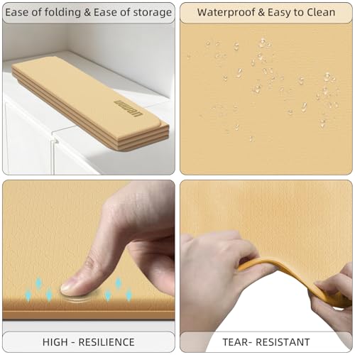 Folding Yoga Mat Extra Thick 0.4 Inch, Foldable Yoga Mat 75 x 26 Inches, TPE Exercise Mat, 7-Panel Non Slip Cushioned Fitness Mat for Yoga, Pilates, Stretching, Home Workout - color: Orange