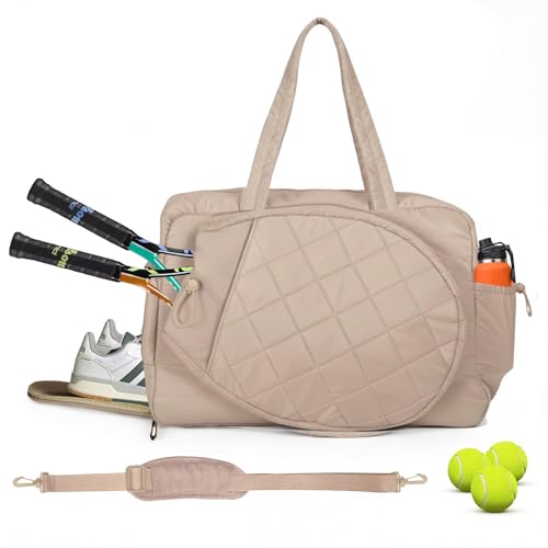 YEEGO DIRECT Tennis Bags for Women, Tennis Backpack Pickleball Racket Bags,Water-Resistant Sling Tote Padel Bag for Pickleball Tennis Badminton, Cute Gifts for Women Girl, Duffle Bag Gym Travel - color: CAMEL