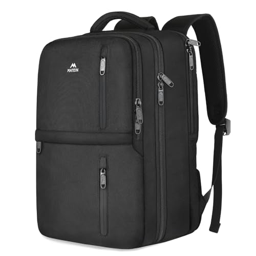 MATEIN Travel Laptop Backpack, Flight Approved Carry on Backpack with Shoe Compartment, Large Personal Item Bag Fits 15.6 inch Laptop, Water Resistant Luggage Overnight Weekender Bag, Black - color: Black, size: Large