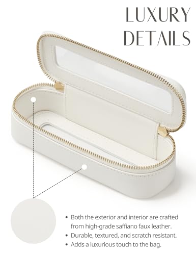 Popvibe Slim Makeup Brush Bag Travel Clear Toiletry Bag for Women Cute White Make Up Bag for Traveling Cosmetic Bag Organizer Waterproof Tansparent Beauty Makeup Case - color: White, style: Slim Sleek