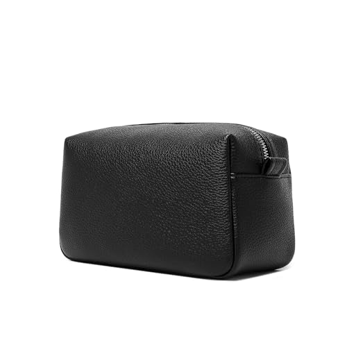 PU leather Organizer Bag Lightweight Cosmetic Bag with Ring Clasp Perfect Travel Makeup Bag for Women (Black/PU) - color: Black/PU