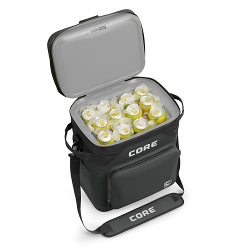 CORE Magnetic Leak Proof Soft Cooler with Waterproof Zipper | Insulated Bag Portable Ice Chest Box | Best Soft Cooler for Food & Beverages for Tailgating, Car Camping, Travel, and Family Beach Picnics - color: Charcoal, size: 36 Can