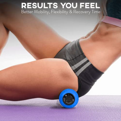 Rolling With It Vibrating Peanut Massage Ball - Deep Tissue Trigger Point Therapy, Myofascial Release - Handheld, Cordless - 4 Intensity Levels - Dual Lacrosse Ball Vibration Massager (Blue) - color: Blue