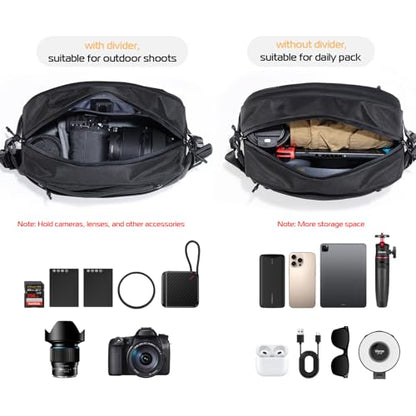 ULANZI Camera Sling Bag, Water-Resistant Camera Case with Tripod Holder, DSLR/SLR/Mirrorless Camera Bags Crossbody for photographers - Black - size: 10L