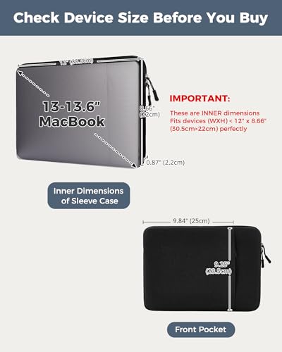 ProCase Laptop Sleeve 13" for MacBook Neo/Air/Pro 13-13.6 inch with A18/M5/M4/M3/M2/M1 Chip 2026-2016, Computer Case Also Compatible with 13" HP Dell ASUS Lenovo Acer Chromebook -Black - color: Black, size: 13-inch