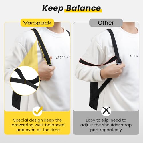 Vorspack Drawstring Backpack Water Resistant String Bag Sports Gym Sack with Side Pocket for Men Women - color: 01-black