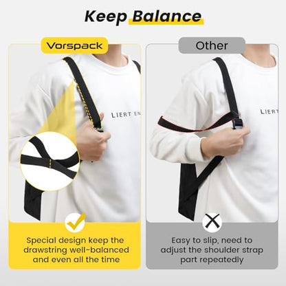 Vorspack Drawstring Backpack Water Resistant String Bag Sports Gym Sack with Side Pocket for Men Women - color: 01-black