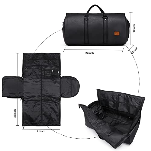 seyfocnia Convertible Travel Garment Bag,Carry on Garment Duffel Bag for Men Women - 2 in 1 Hanging Suitcase Suit Business Travel Bag - color: A1-Black