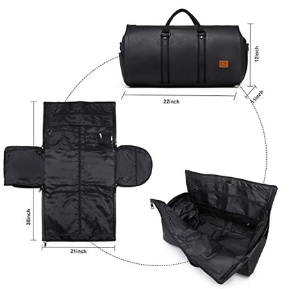 seyfocnia Convertible Travel Garment Bag,Carry on Garment Duffel Bag for Men Women - 2 in 1 Hanging Suitcase Suit Business Travel Bag - color: A1-Black