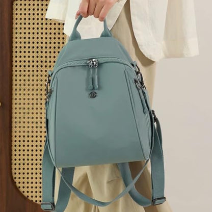 Simple Mini Nylon 11 Inch Backpack Casual Lightweight Resistant Small Travel Bag Adjustable Shoulder Straps - color: Black