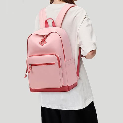 Lohol Classic Backpack for Girls Teens, Lightweight Bookbag for School Travel College (Pink/Red) - color: Pink/Red