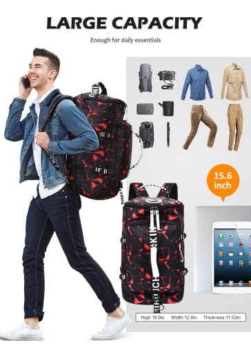 GGOV Gym Sport Bag Backpack Duffle Bag Weekender Bag Waterproof Travel Sling Bag Casual Daypack for Men and Women - color: Red