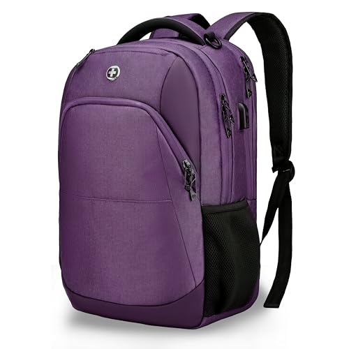 Swissdigital Design Business Laptop Backpack, College Laptops Backpack with USB Charging Port for Men and Women Fits 16 Inch Notebook, Purple | SD1670-51 - color: Purple, size: 16 Inches