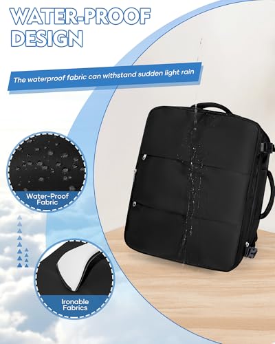 suradar Travel Backpack for Women Men,Carry On Backpack Flight Approved Hiking Backpack Rucksack Casual Daypack Personal Item Travel Weekender Essentials Backpacks Black - color: A12-black, size: Large