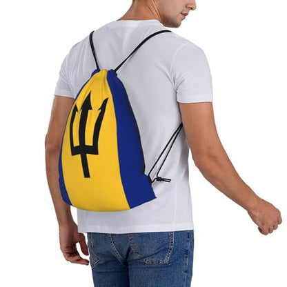 Barbados Flag Drawstring Bag Sport Gym Backpack Beach Travel Sack Draw String Yoga Bag For Men Women - color: Barbados Flag