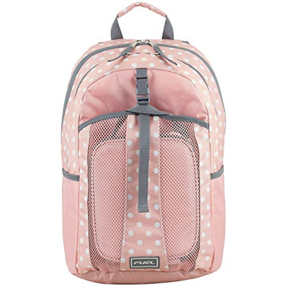 FUEL Lunch Backpack Teens Student Water Resistant Lunch Bookbag Bag Soft Reusable Insulated Cooler Lunch Box Set Travel Office Lunch Bag, Purple Lavender Flowers - color: Blush/Ash Gray/Polka Dots Print