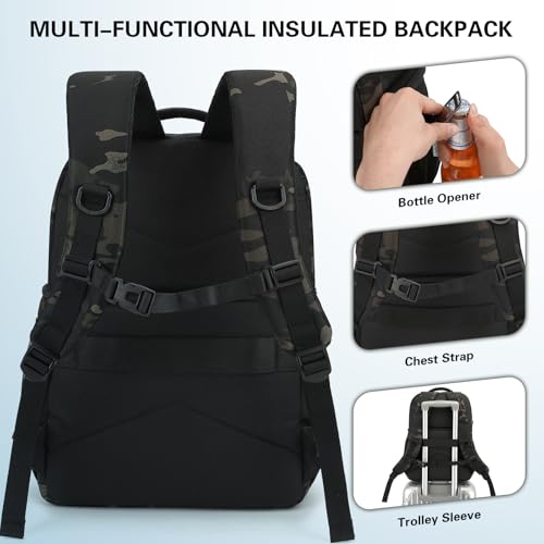 Tactical Double Deck Cooler Backpack for Men, Insulated Cooler Bag with 2 Compartment, 36 Cans Soft Military Insulated Lunch Backpack Waterproof Leakproof for Beach, Camping, Picnic, Hiking - color: Camo