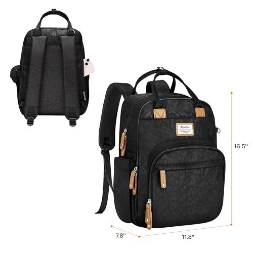 RUVALINO Diaper Bag Backpack-Multifunction Baby Travel Bag with Changing pad, Insulated Bottle Holders & Pacifier Case, Large Capacity, Waterproof, Black Leopard - color: Black Leopard