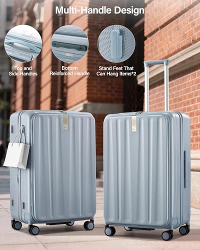 Hanke 26 Inch Expandable Luggage Top Opening Checked Bag Luggage Hard Shell Suitcases with Wheels Lightweight Travel Luggage Heavy Duty Luggage Suitcase with Lock for Woman Men-Grey - color: Grey, size: 26 Inch Expandable