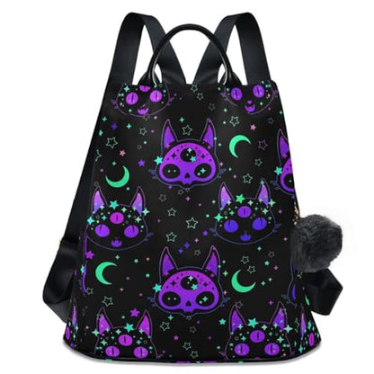 MNSRUU Women Backpack Purse Cat Skulls Backpack for Women Anti-theft Shoulder Bag Carry On Backpack Lightweight Rucksack Fashion Travel Ladies Bags - color: Cat 15