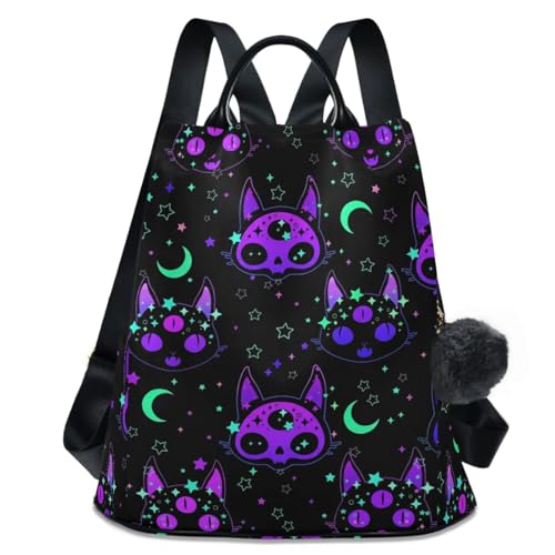 MNSRUU Women Backpack Purse Cat Skulls Backpack for Women Anti-theft Shoulder Bag Carry On Backpack Lightweight Rucksack Fashion Travel Ladies Bags - color: Cat 15