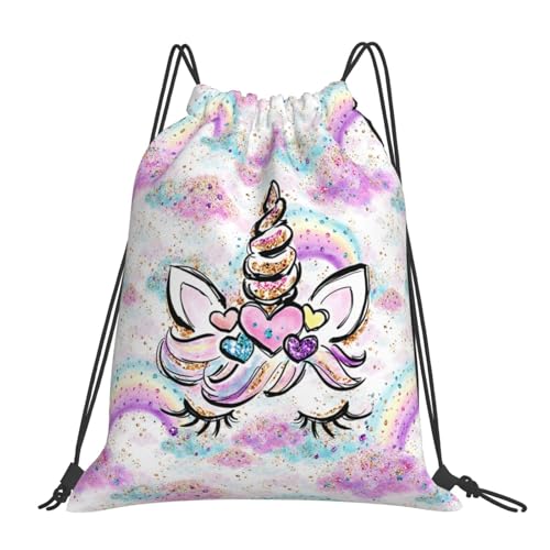 Unicorn Drawstring Backpack Gym String Bag Drawstring Sackpack Sport For Womens Mens - style: Unicorn Horn Drawstring Backpack Gym String Bag