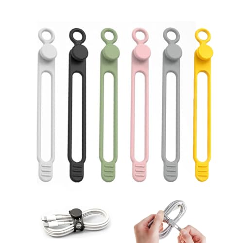 New Data Cable Organizer, Silicone Cable Ties Cable Management Organizer Reusable Cable Management Organizers wire Organizers for Cords Home Office Travel Gadgets (6 Pcs) - color: 6 Pcs