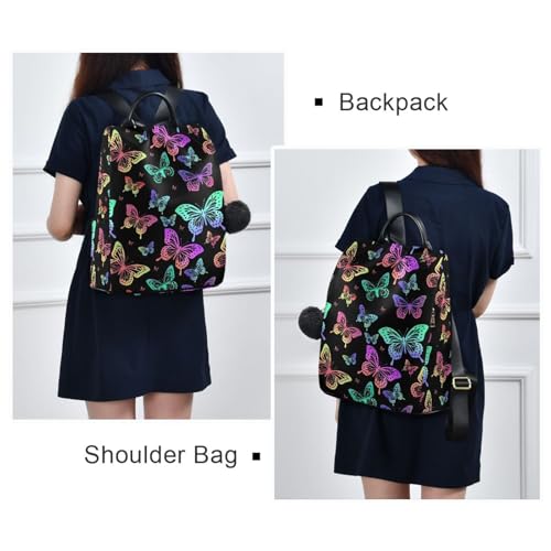 MNSRUU Women Backpack Purse Black Butterflies Backpack for Women Anti-theft Shoulder Bag Carry On Backpack Lightweight Rucksack Fashion Travel Ladies Bags - color: Cute 05