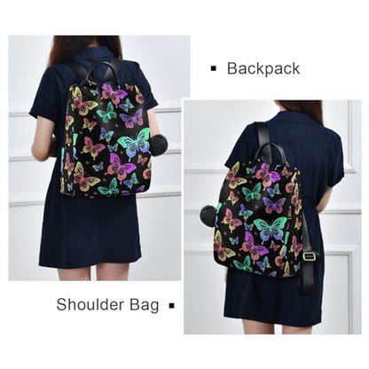 MNSRUU Women Backpack Purse Black Butterflies Backpack for Women Anti-theft Shoulder Bag Carry On Backpack Lightweight Rucksack Fashion Travel Ladies Bags - color: Cute 05