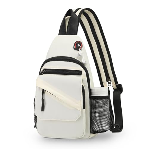 Small Crossbody Bag Casual Sling Bag for Men, Convertible Backpack, 3-in-1 Anti-Theft Shoulder Bag Trendy Daypack for Travel, Beige - color: Beige, size: Small