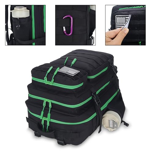 Lovelinks21 45L Tactical Assault Backpack - 3 Day Assault Pack with MOLLE Waterproof Rucksack (Back Green) - color: Back Green