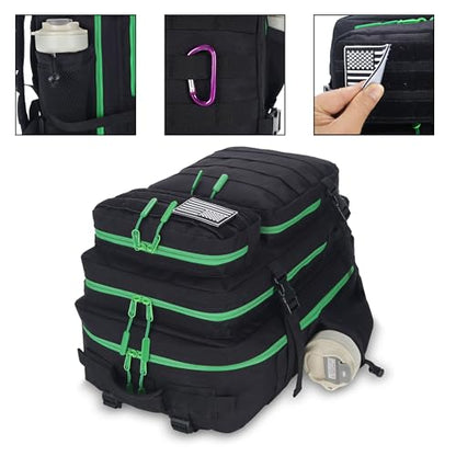 Lovelinks21 45L Tactical Assault Backpack - 3 Day Assault Pack with MOLLE Waterproof Rucksack (Back Green) - color: Back Green