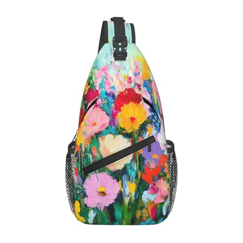 Horse Sling Bag Crossbody Backpack Lightweight Chest Bag Casual Travel Daypack For Work Daily Commute And Short Trips - color: Flower-1