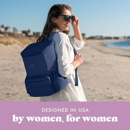 Fit & Fresh Insulated Backpack Soft Cooler – Leak-Resistant Beach & Travel Bag for Women, 24 Can Capacity Picnic & Cooler Bag - color: Midnight Blue