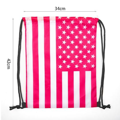 Pink American Flag Drawstring Backpack, Lightweight Cinch String Sports Sackpack for Men & Women,pack of 2 - color: Americanflag-pink
